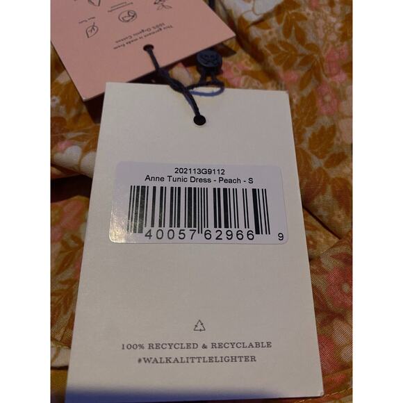 Spell & The Gypsy Dress Womens SM Anne Tunic Peach Yellow Floral Off Shoulder - Picture 8 of 11